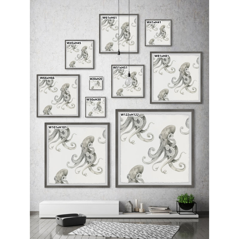 Octopus Dreams - Single Picture Frame Print, 30cm H x 30cm W x 3.81cm D