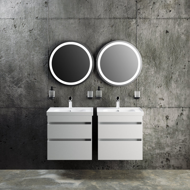 39.6'' Single Bathroom Vanity with Ceramic Top with Mirror
