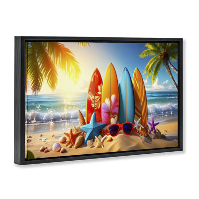 Tropical Surf & Turf Framed Floater Canvas by Alina Georgescu