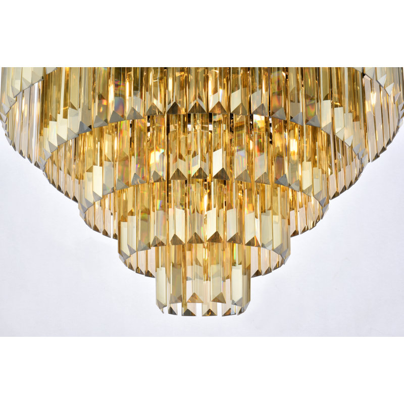 Yazmin Crystal Flush Mount, Matte Black, Smoky