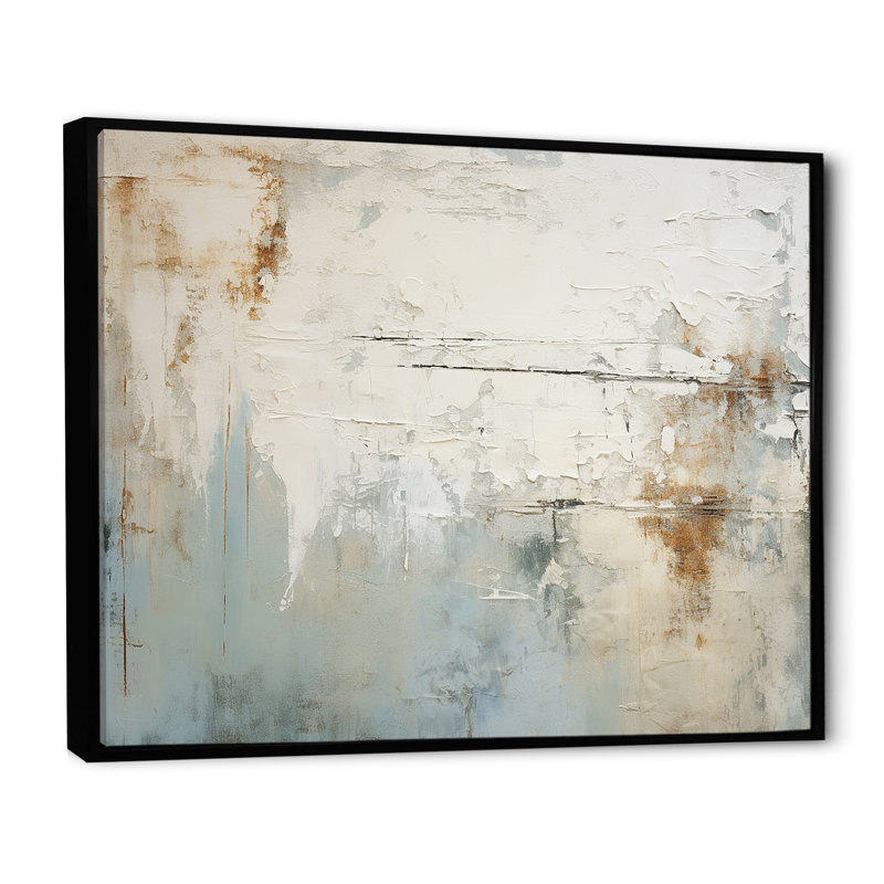 Décoration murale minimalisme minimalisme beige et gris sur fond de poitrine de Poitras, 34" H x 44" W, Cadre flottant noir