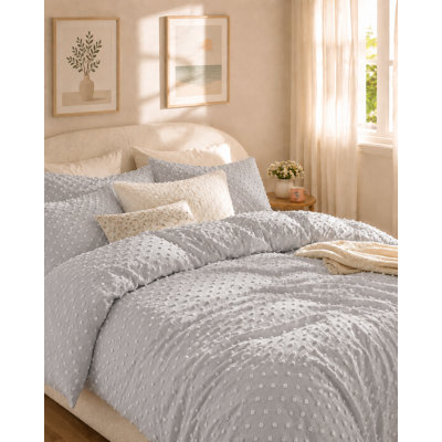 Swift Home Ultra Soft All-Season Clip Dot Embroidered Duvet Cover Set