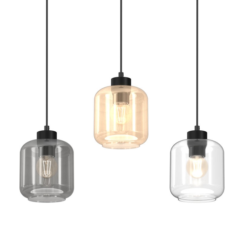 Sombra 3 - Light Matte Black Pendant, Clear/Amber/Grey