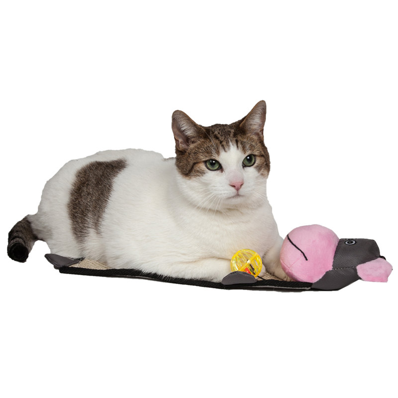 Grattoir pour chat avec chat en sisal et jute Paw-Pleasant