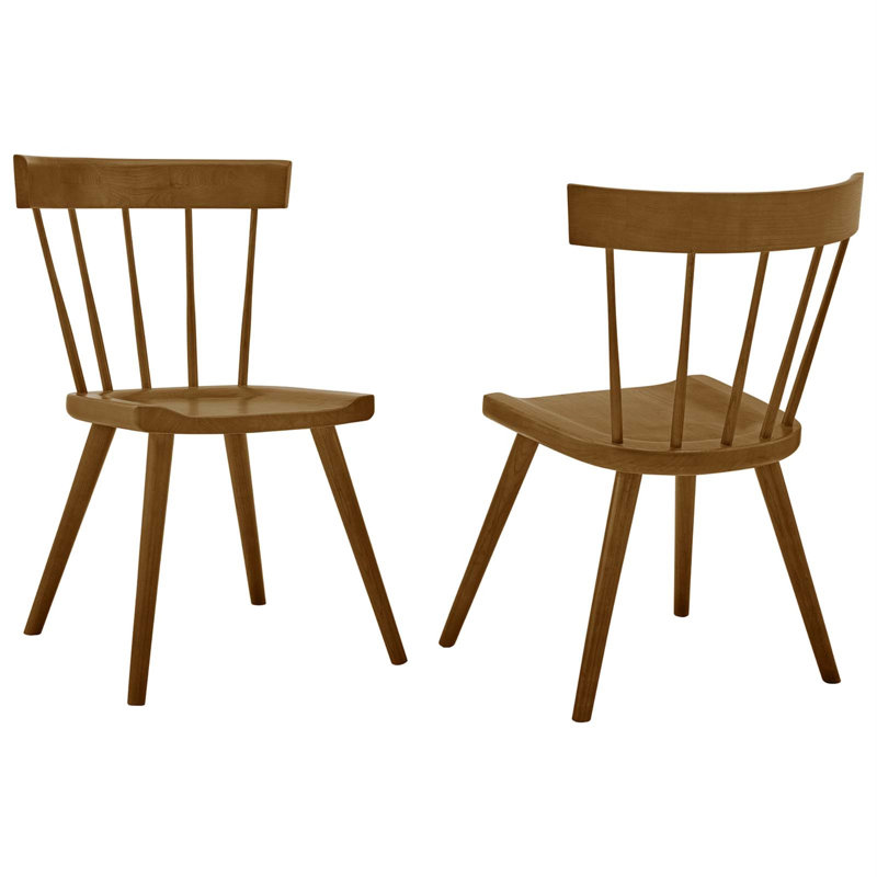 Modway Sutter Wood Dining Side Chair, Walnut, 2