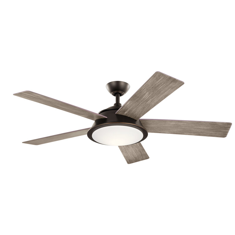 Verdi 56'' Ceiling Fan with LED Lights, Brushed Nickel with Driftwood Blades