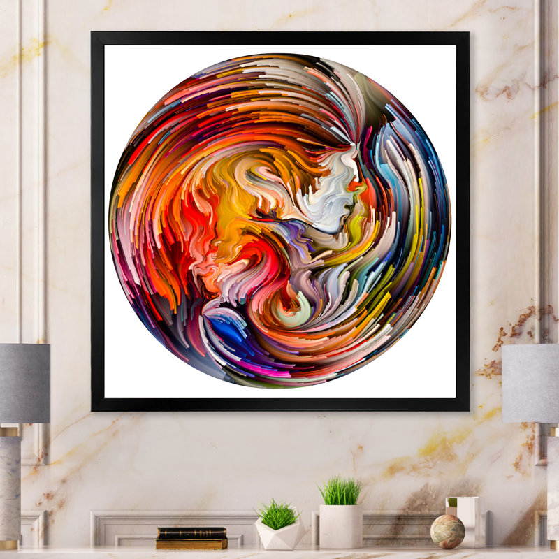 Cercle coloré liquide - Reproduction de photo sur toile, Cadre photo noir, H 16 po x l 16 po x P 1 po