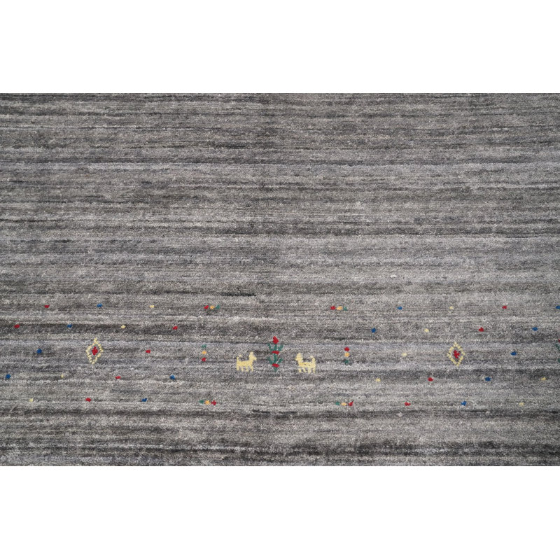 Tapis gris de style Gabbeh 12 x 12 parfait pour une élégance discrète