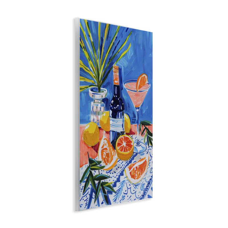  Art mural de bouteille de vin et d'agrumes par LSR Design Studio, H 15 po x l 10 po