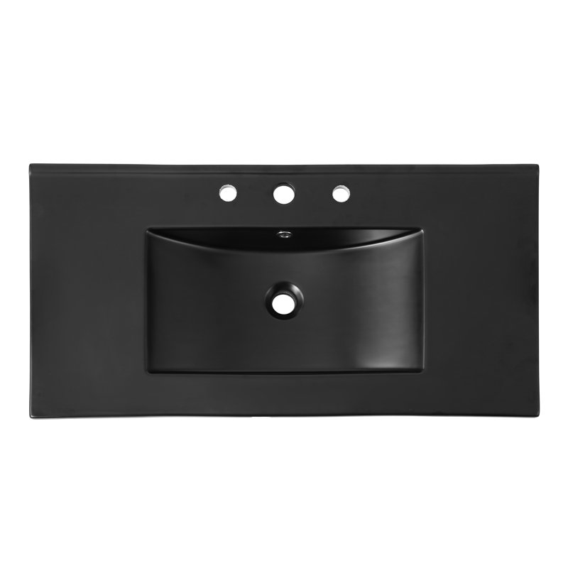 Plateau de meuble-lavabo de salle de bain simple rectangulaire en céramique rectangulaire à 3 trous l 36 po x P 18,25 po Ancillary