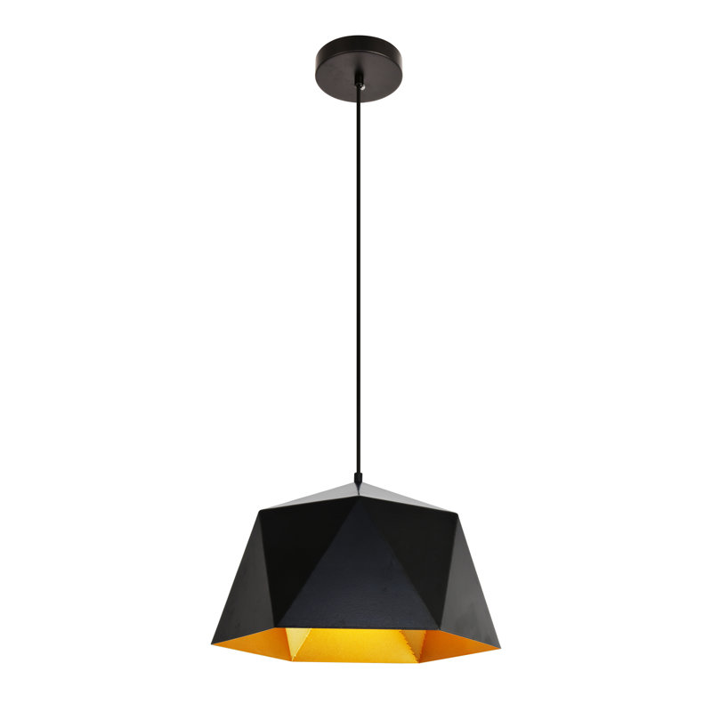 Neri 1-Light Dimmable Single Pendant, 70" H x 15" W x 15" D, Black/Gold
