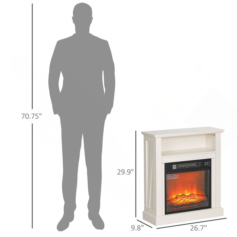 Foyer électrique de 68,5 cm (27 pouces) avec manteau, insert chauffant remplaçable de 1400 W avec effet bûches et flammes réaliste, télécommande