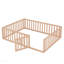 Structure de lit grand lit en bois avec clôture et porte, naturel-1891624643