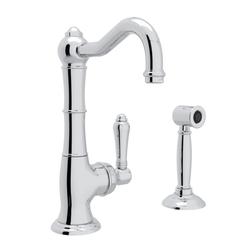 Cinquanta Kitchen Faucet With Side Spray, Polished Chrome