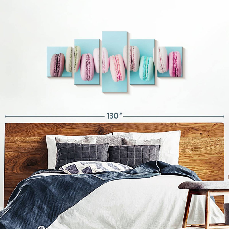 Délectable macarons sur toile, 5 pièces, H 80 po x l 36 po x P 1,25 po