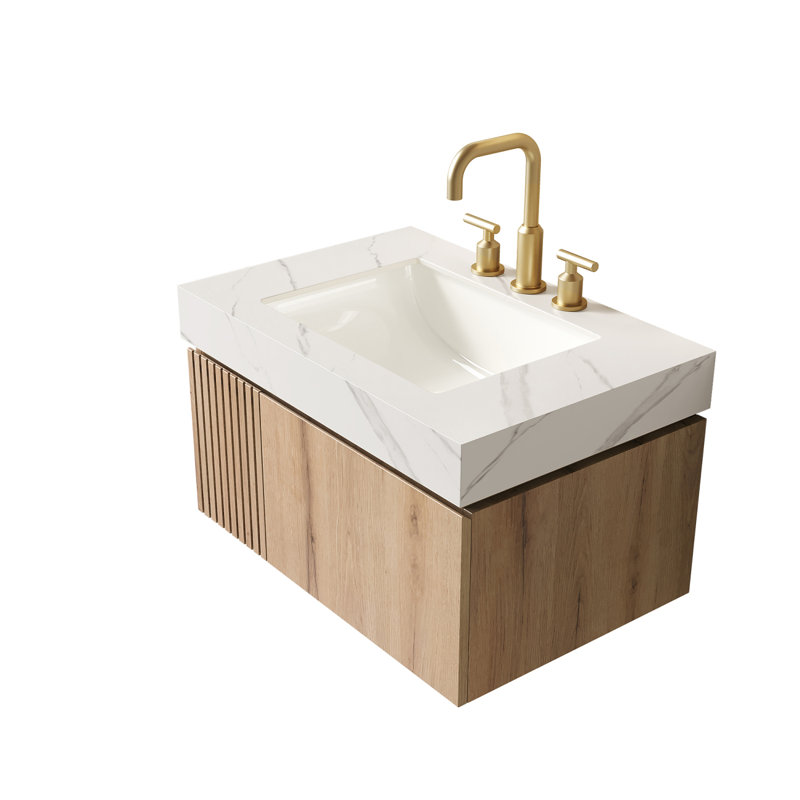 30-Inch Floating Bathroom Vanity With Ceramic Basin
