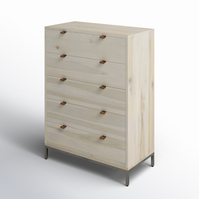 Trey 5 - Drawer Solid Wood Dresser, Dove Poplar