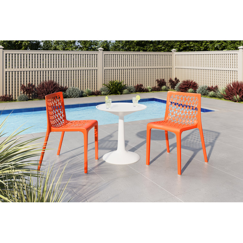 Weather Resistant 2-Person Bistro Set, Orange/White