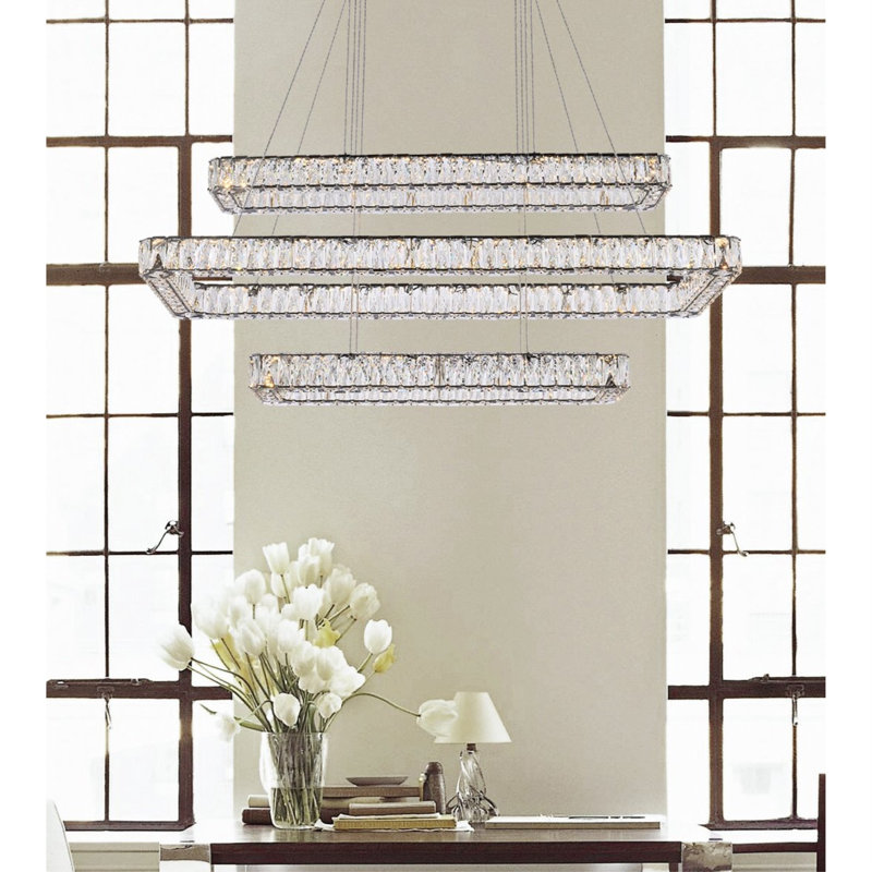 Maart 3 - Light LED Unique/Statement Pendant, Black, 80" H x 50" W x 19" D