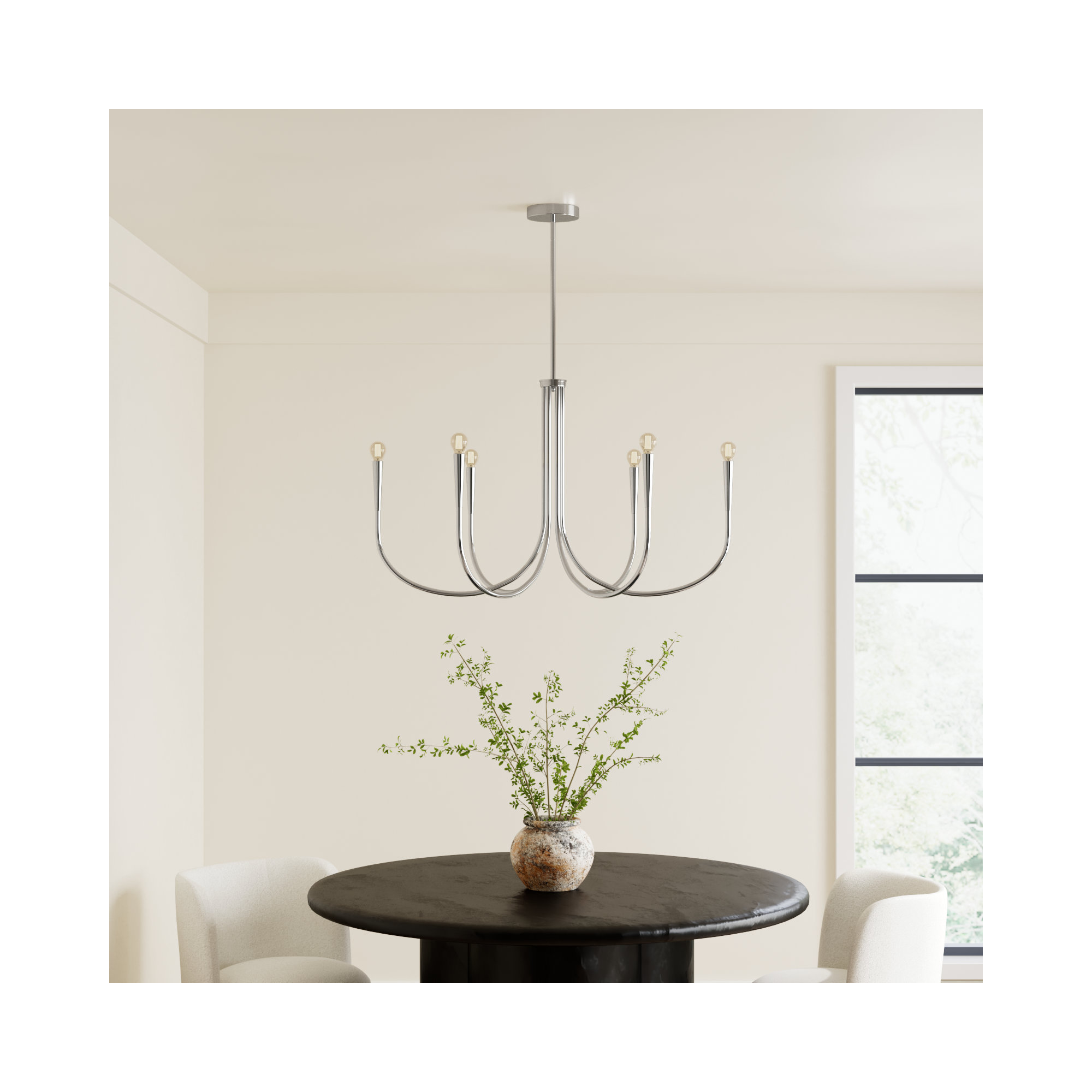 Catalena 6 - Light Chandelier, Chrome, 23" H x 30" W x 30" D