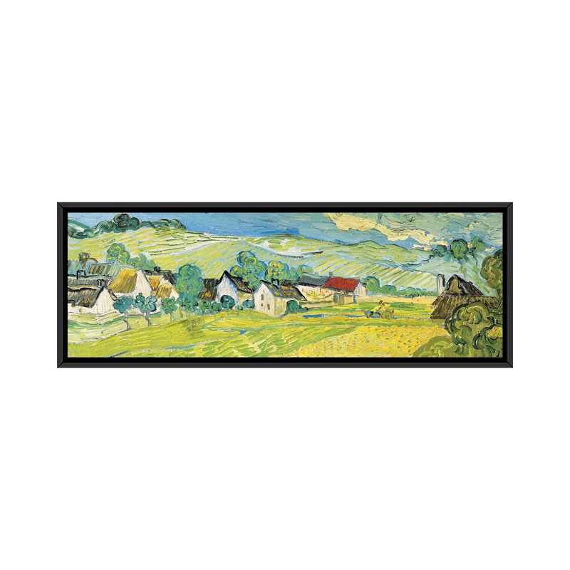 «Vue Ensoleille Près D'Auvers» par Vincent van Gogh, impression sur toile, H 16 po x l 48 po x P 1,5 po, Cadre noir