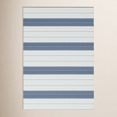 Danforth Blue Beige Striped Indoor Outdoor Rug