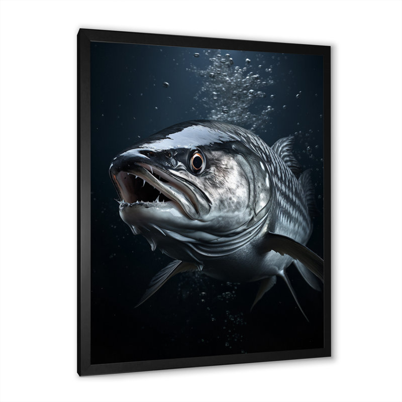 «Izaiyah Fishing monochrome Monquerel II», reproduction sur toile, H 20 po x l 12 po x P 1 po, Cadre photo noir
