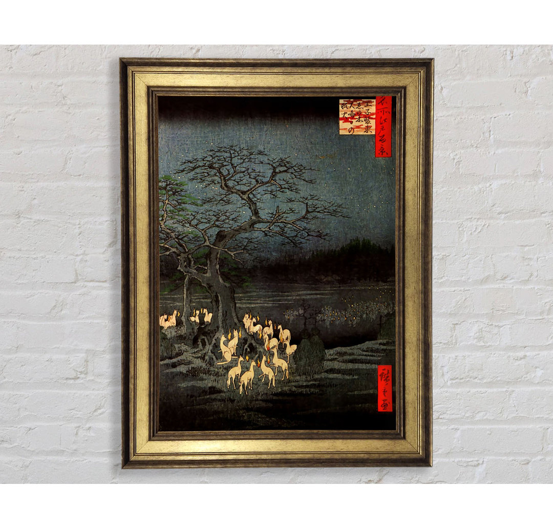 Hiroshige Feuerfüchse - Einzelner Bilderrahmen Kunstdrucke