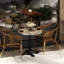 Table carrée en marbre fritté d'aspect marbre, base en fonte robuste, 31,5 po de diamètre pour bistro, café, bar et maison-207629346
