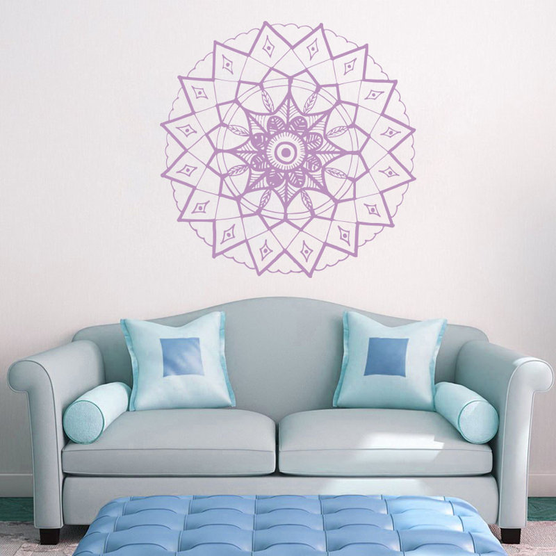Adhésif décoratif mandala yoga, H 20 po x l 22 po, Lilas