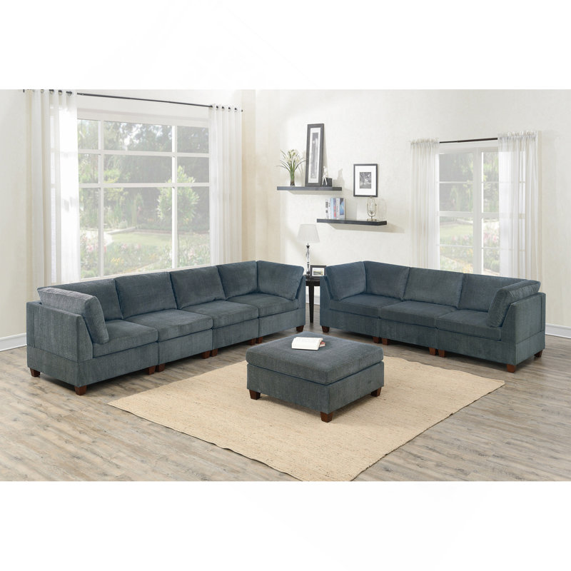 Ensemble de canapé modulaire en chenille gris de 8 pièces pour salon