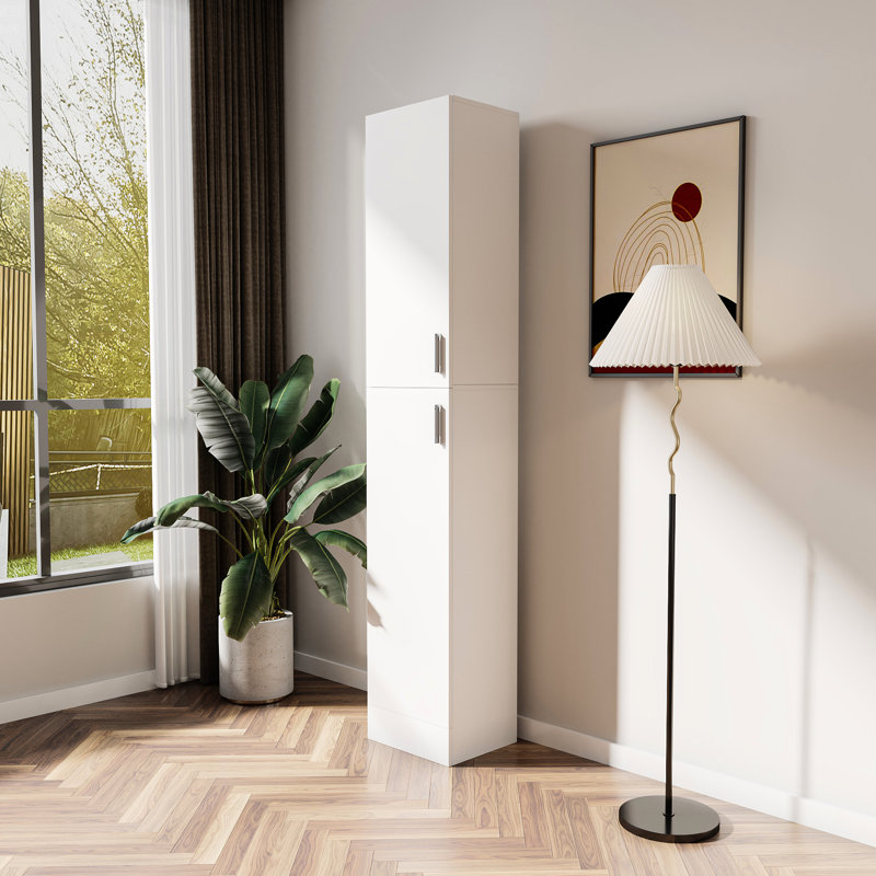 Armoire autoportante blanche avec tablettes pour solution de rangement spacieuse