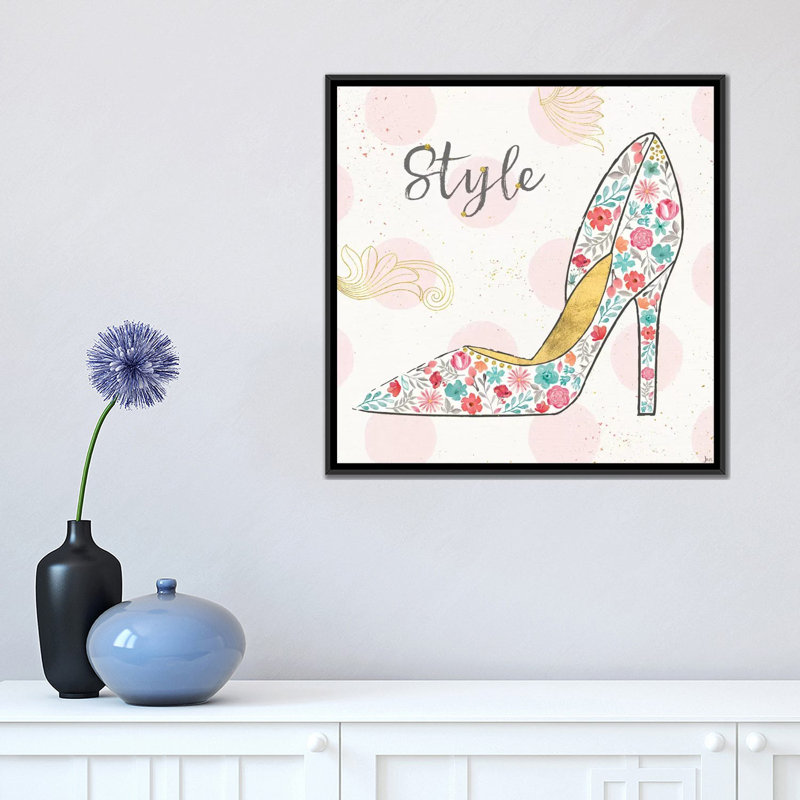 «Fashion Blooms II», impression sur toile, H 37 po x l 37 po x P 1,5 po, Toile avec cadre noir, Pas de tapis