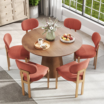 Mid Century Wooden Round Pedestal Dining Table Sets