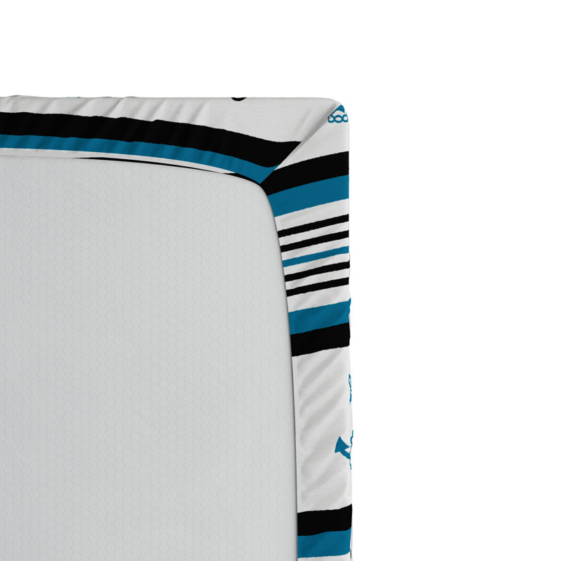 Microfiber Striped Fitted Sheet, Blue, Full Fitted Sheet