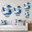 Aquarelle abstraite classique bleu II - cercle moderne en métal, art mural-68855298