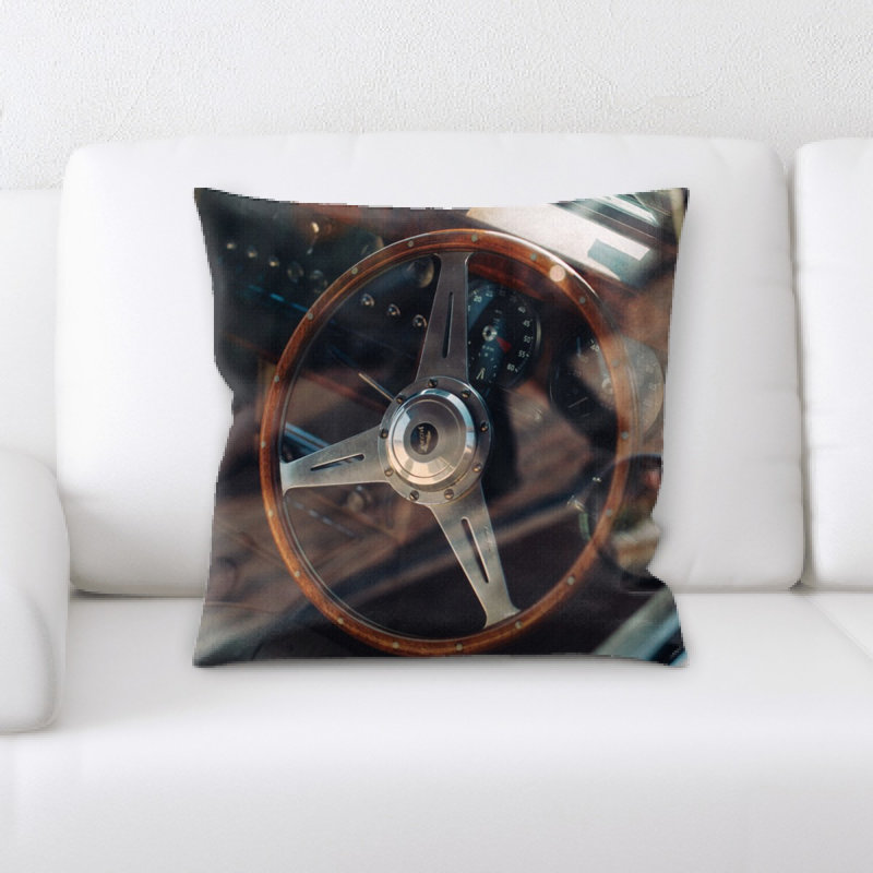 Steering Wheel Microsuede Reversible Throw Pillow