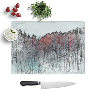 Tempered Glass Pond in Hokkaido Japan Chopping Board