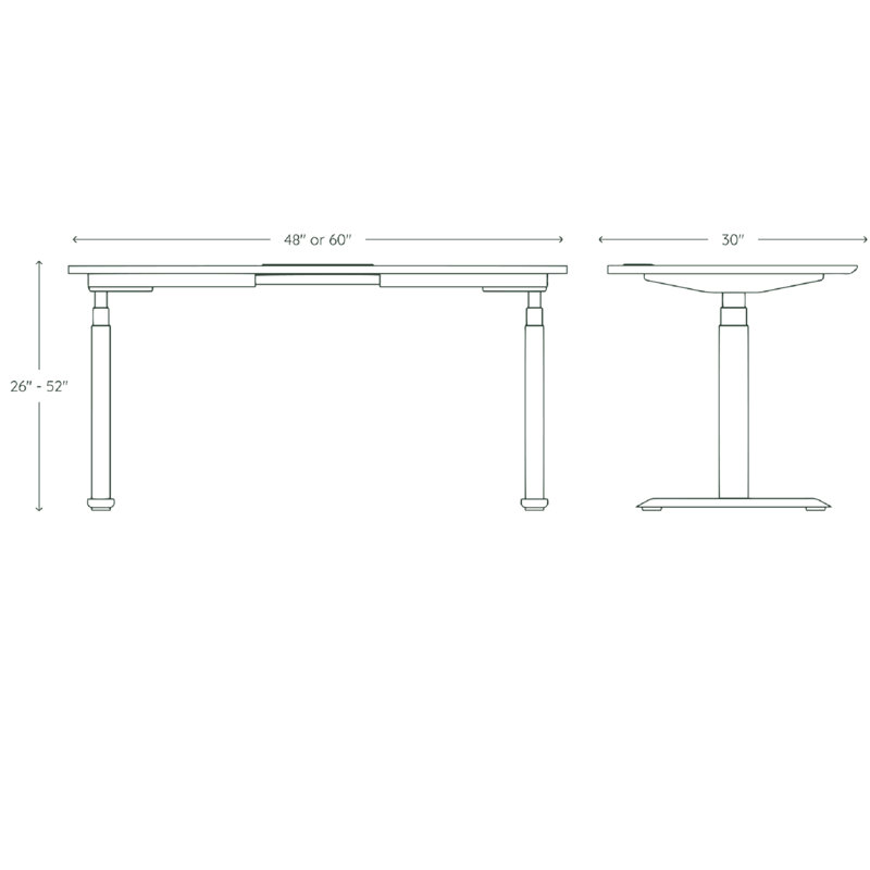 Standing Desk, 52" H x 60" W x 30" D, Fog, White