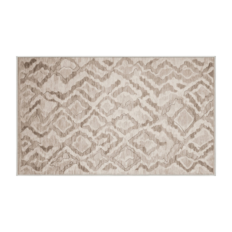 Machine Washable Beige Area Rug, Runner  2' x 4'