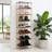 8 Tiers Tall Rectangular Acrylic Floorstanding Shoe Rack Shoe Storage Shelf For Entryway Brown Clear-20439787