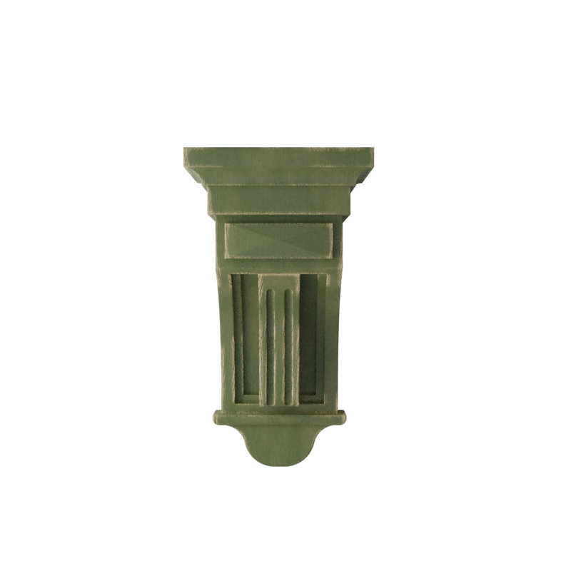 Corbel décoration cannelée sur surélevé, H 12 po x l 6,5 po x P 6,5 po, Vert patiné