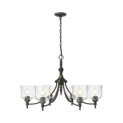 Iselle 6-Light Dimmable Chandelier with Hammered Glass Shades 