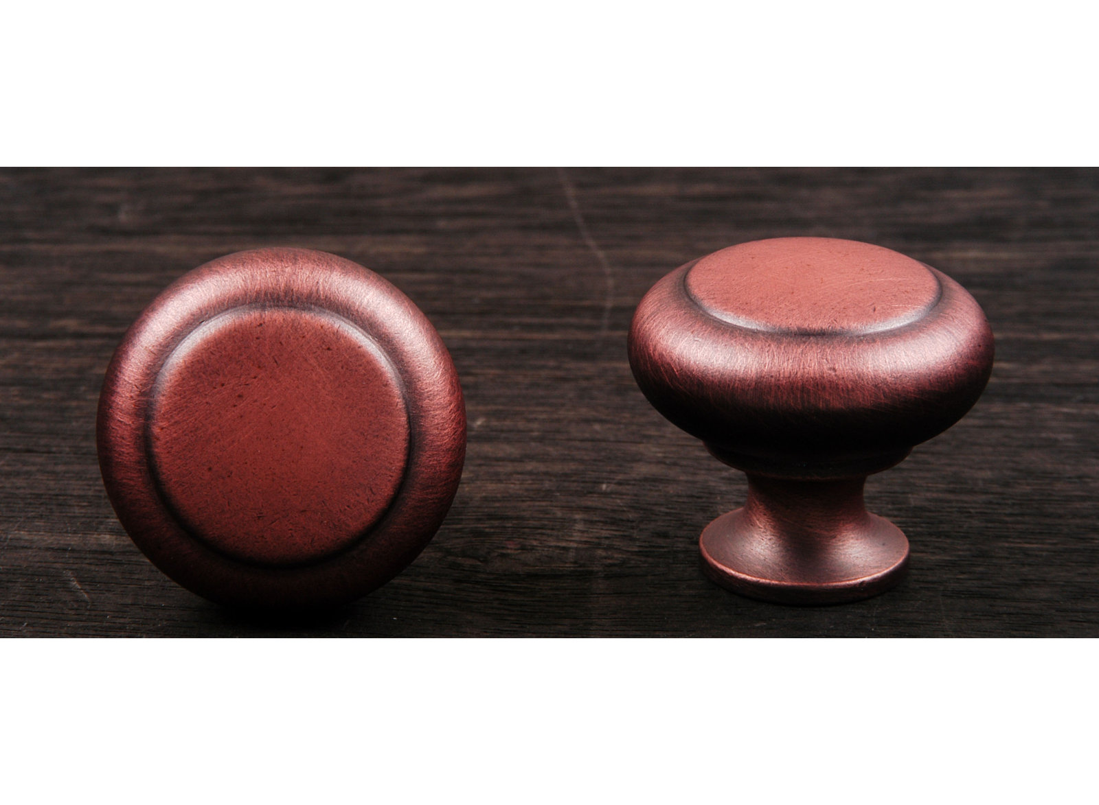 Hollow Plain 1 1/4" Diameter Mushroom Knob CK Series, Distressed Copper