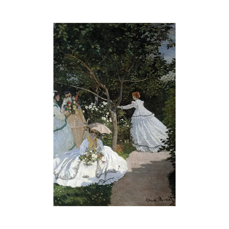 Women In The Garden A City Of Avray Group Of Young Women In A Flower Garden by Claude Monet - Wrapped Canvas Painting