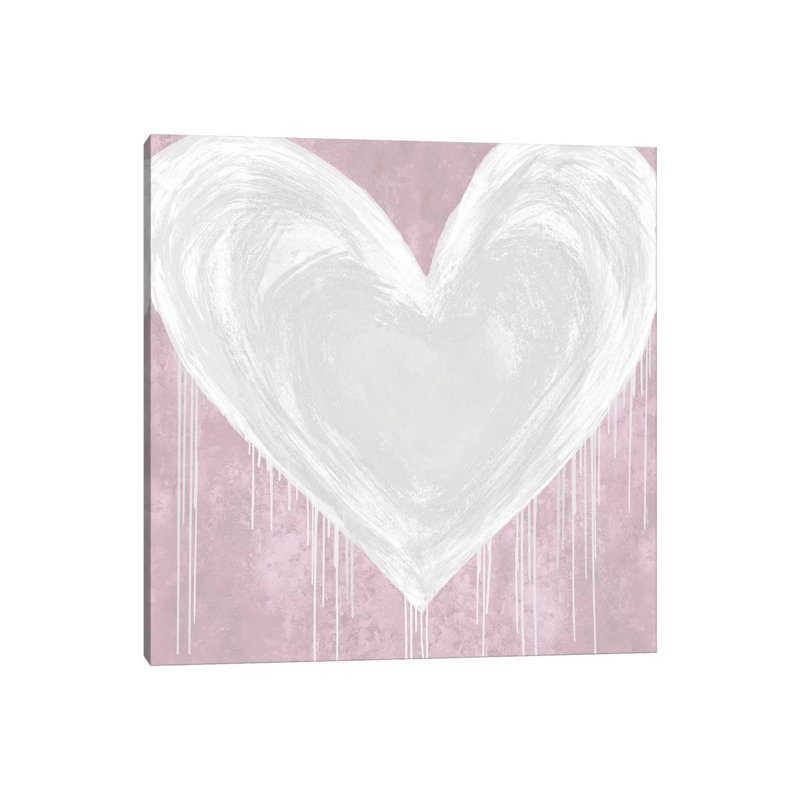 Big Hearted White On Pink by Lindsay Rodgers - Wrapped Canvas Print, 93.98 cm H x 93.98 cm W x 1.91 cm D