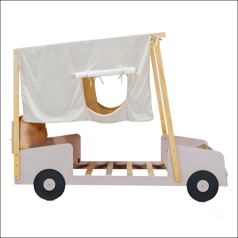 Wood Car Bed With Pillow, Twin