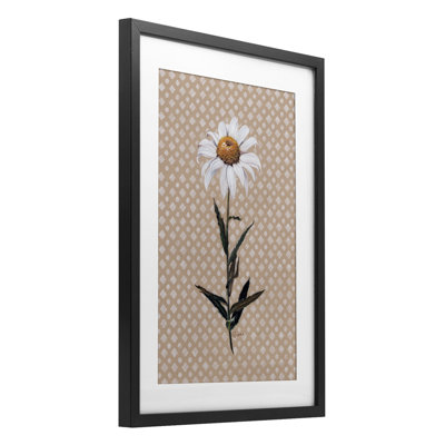 «Daisy Sprig over Neutral», reproduction d'art encadrée sous verre, design par Cady