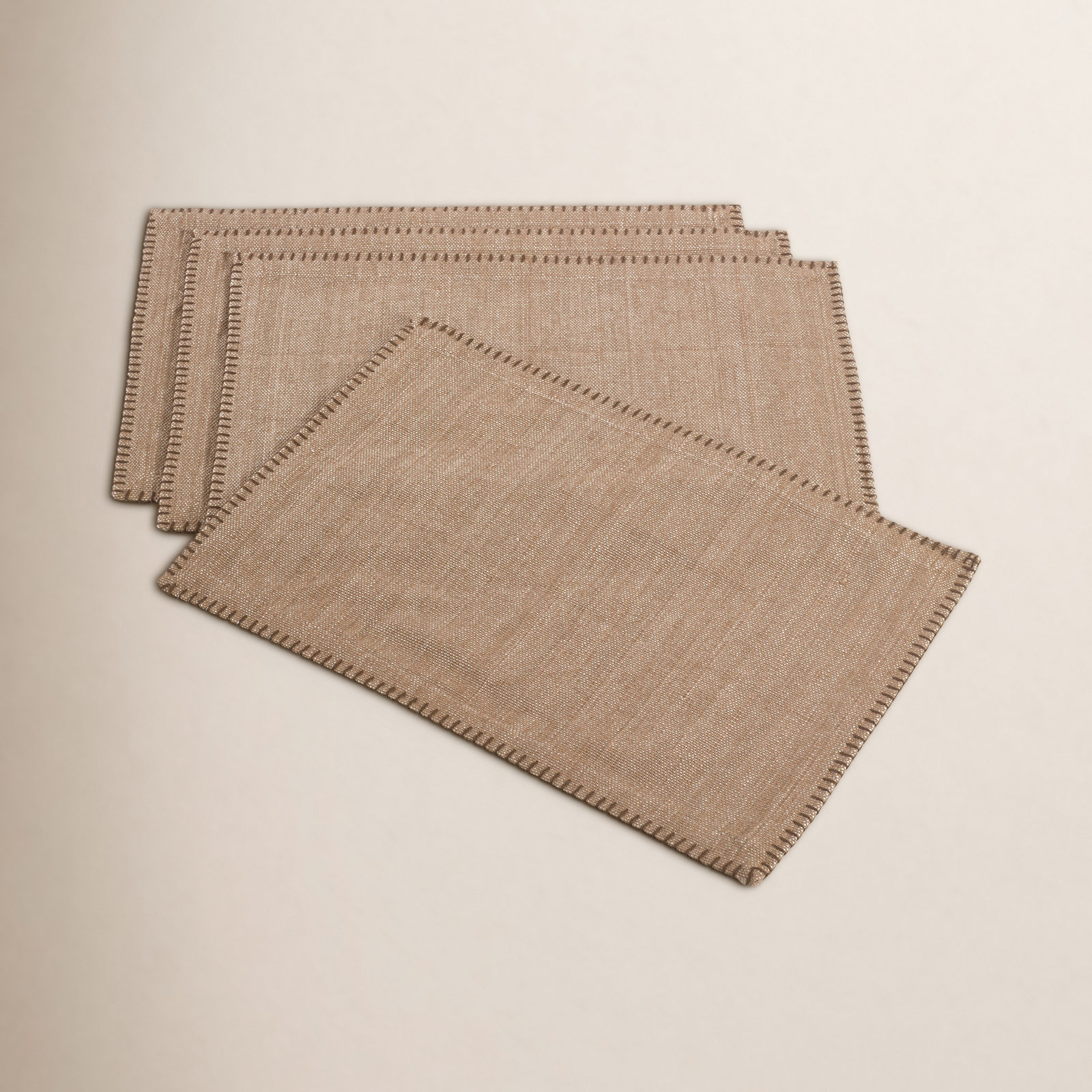 Ivara Whip Stitched Design 13" Cotton Placemat, Natural