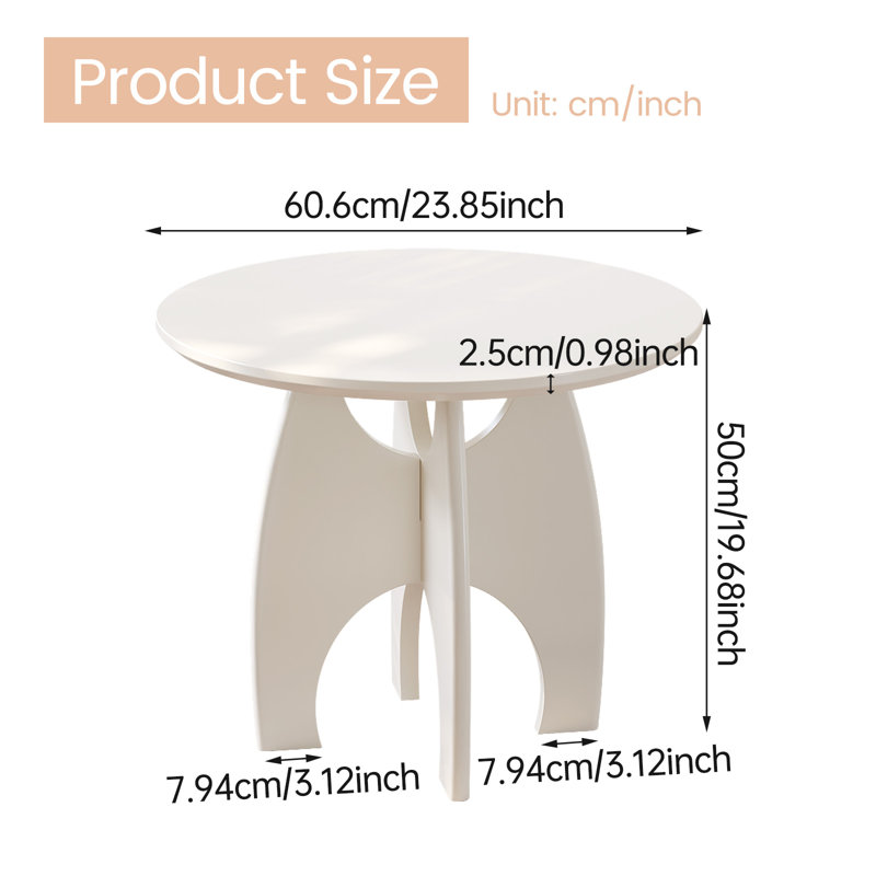 Round - Modern 60cm Coffee Table |Minimalist End Table/Center Table for Living Room, Bedroom, Office | Compact Stylish Furniture for Small Spaces Side Table